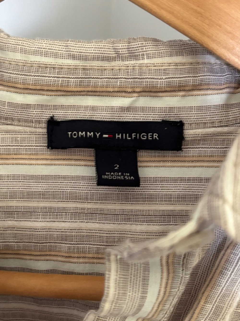 Tommy Hilfiger Neutral Striped Button-Up Shirt Dress - Picture 2 of 14